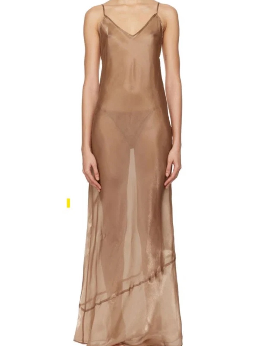 SKIMS Sheer Liquid Organza Slip Maxi Dress in Taupe/ Sienna Brown